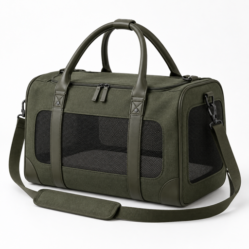 Premium olive pet travel carrier